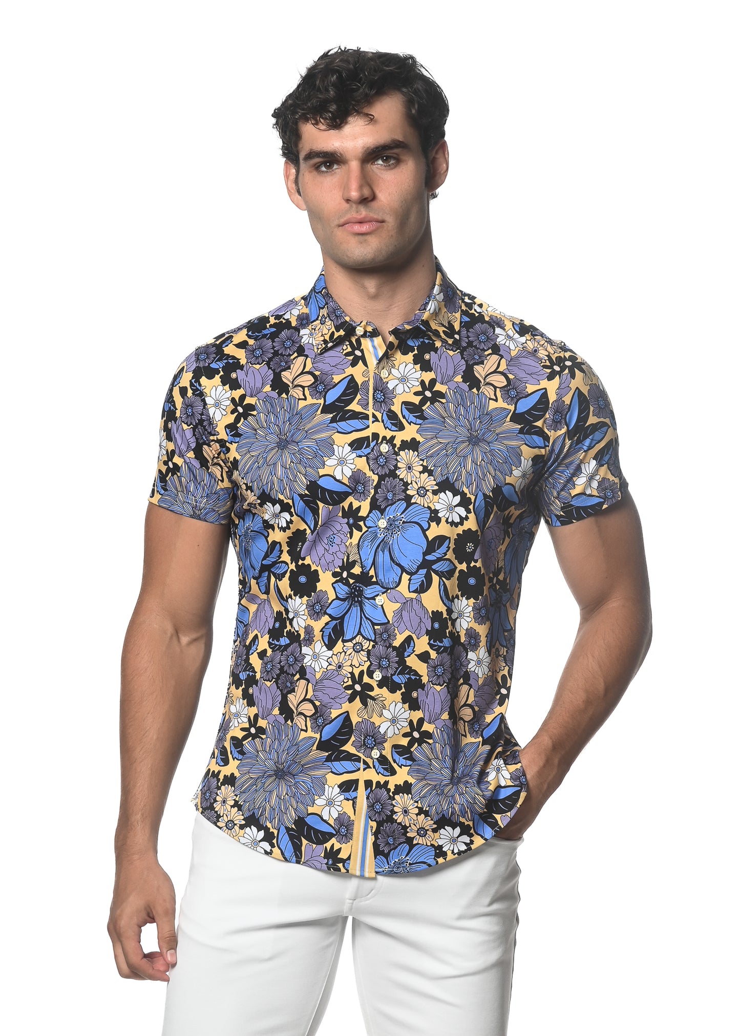 St33le Purple/Ochre Button Up Shirts