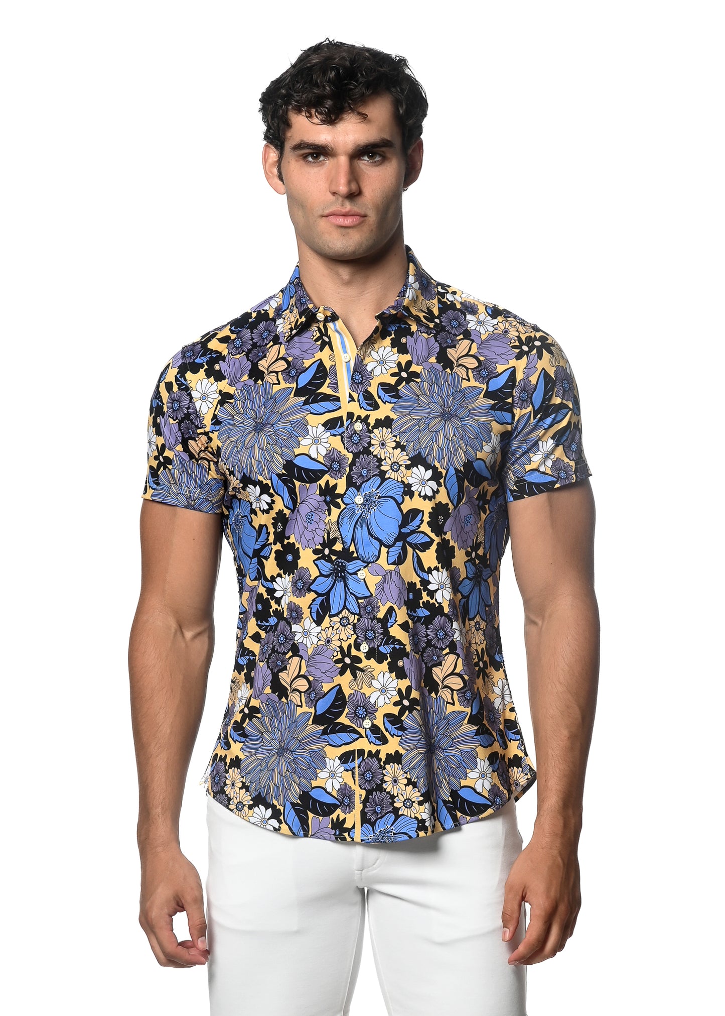 St33le Purple/Ochre Button Up Shirts