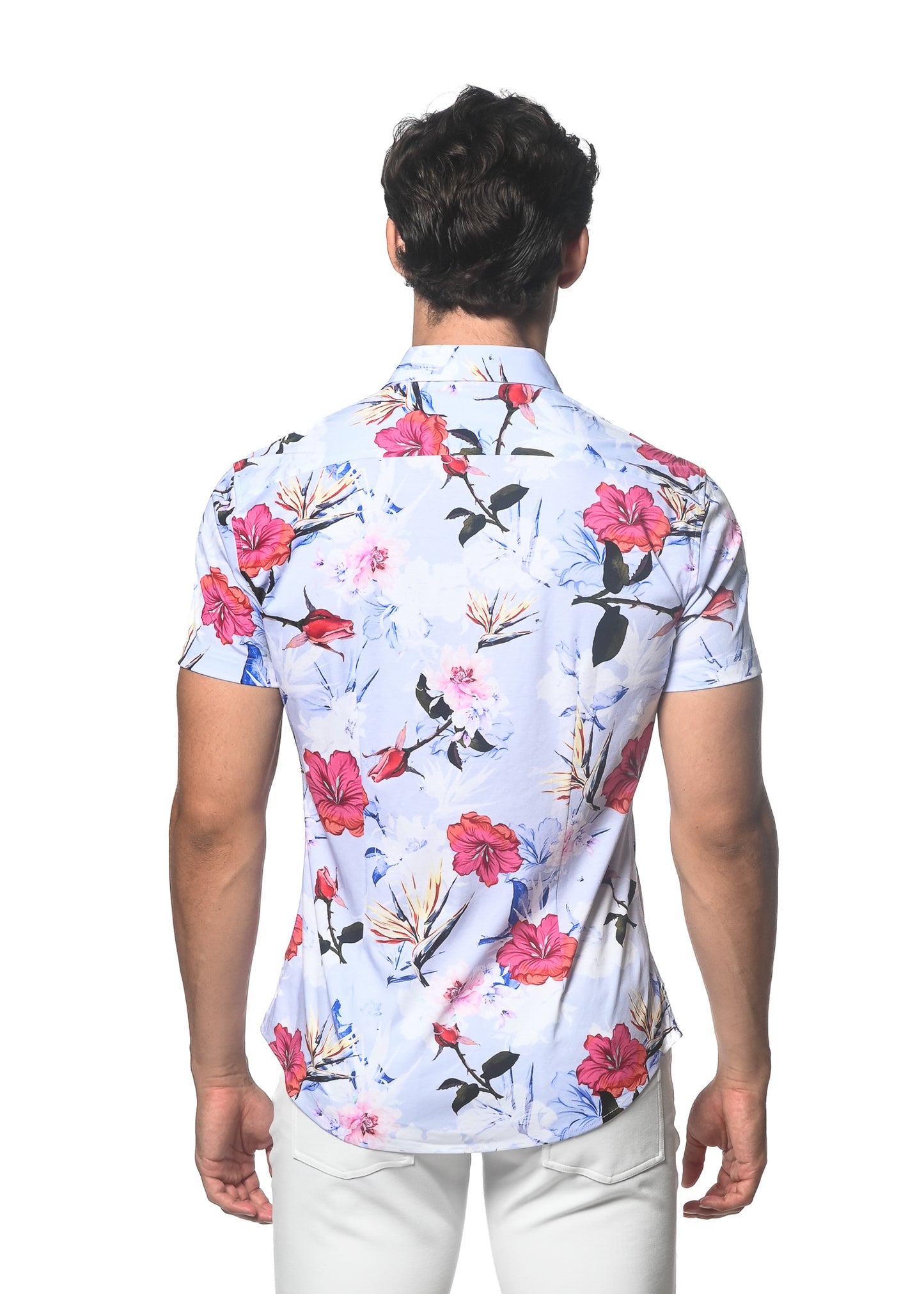 St33le Periwinkle Hibiscus Knit SS Shirt