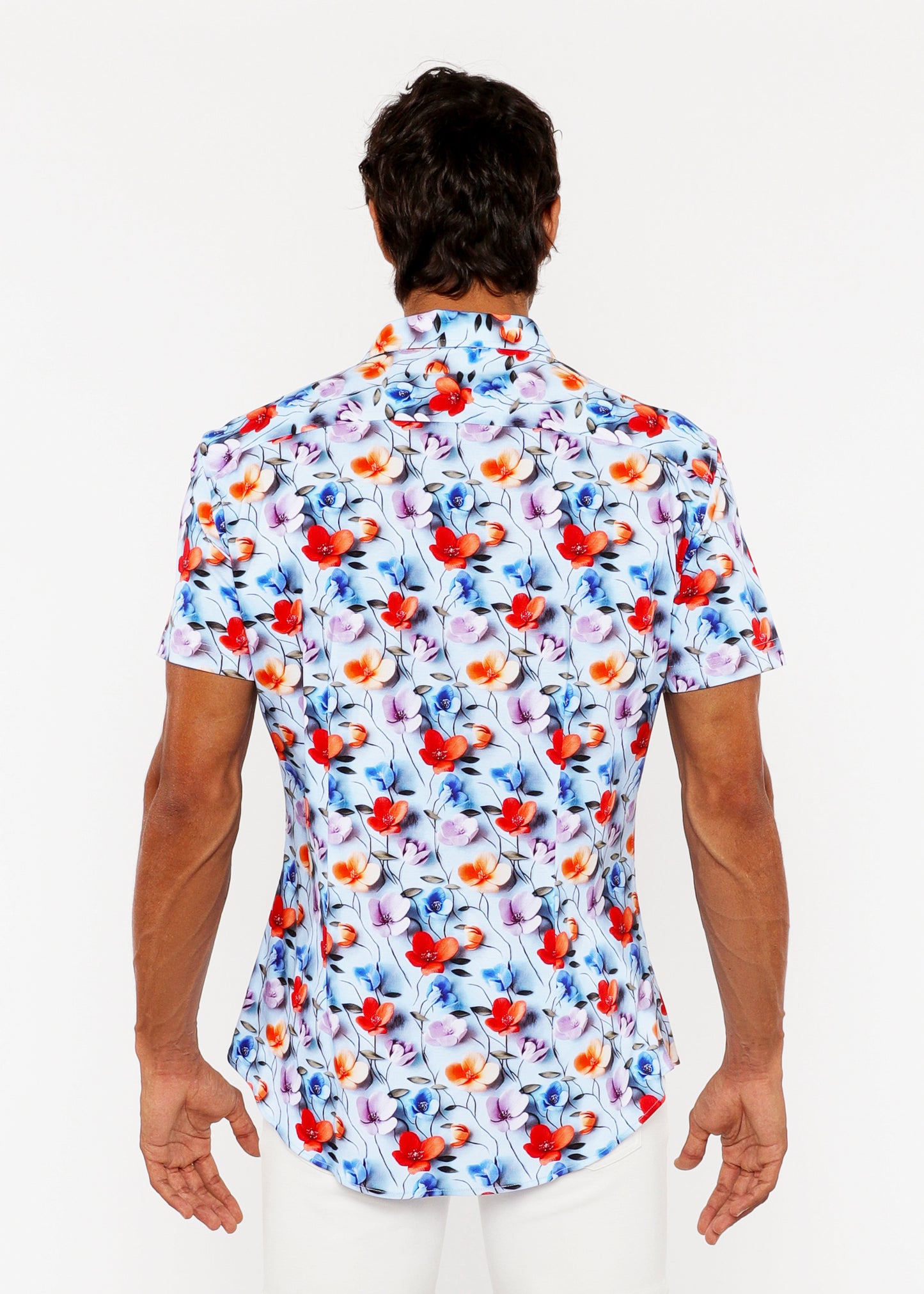 St33le Multi Floral 3D Print Knit SS Shirt