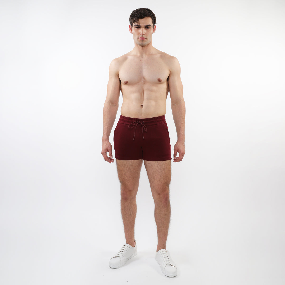 St33le Maroon 3.5" Retro Stretch Knit Gym Shorts