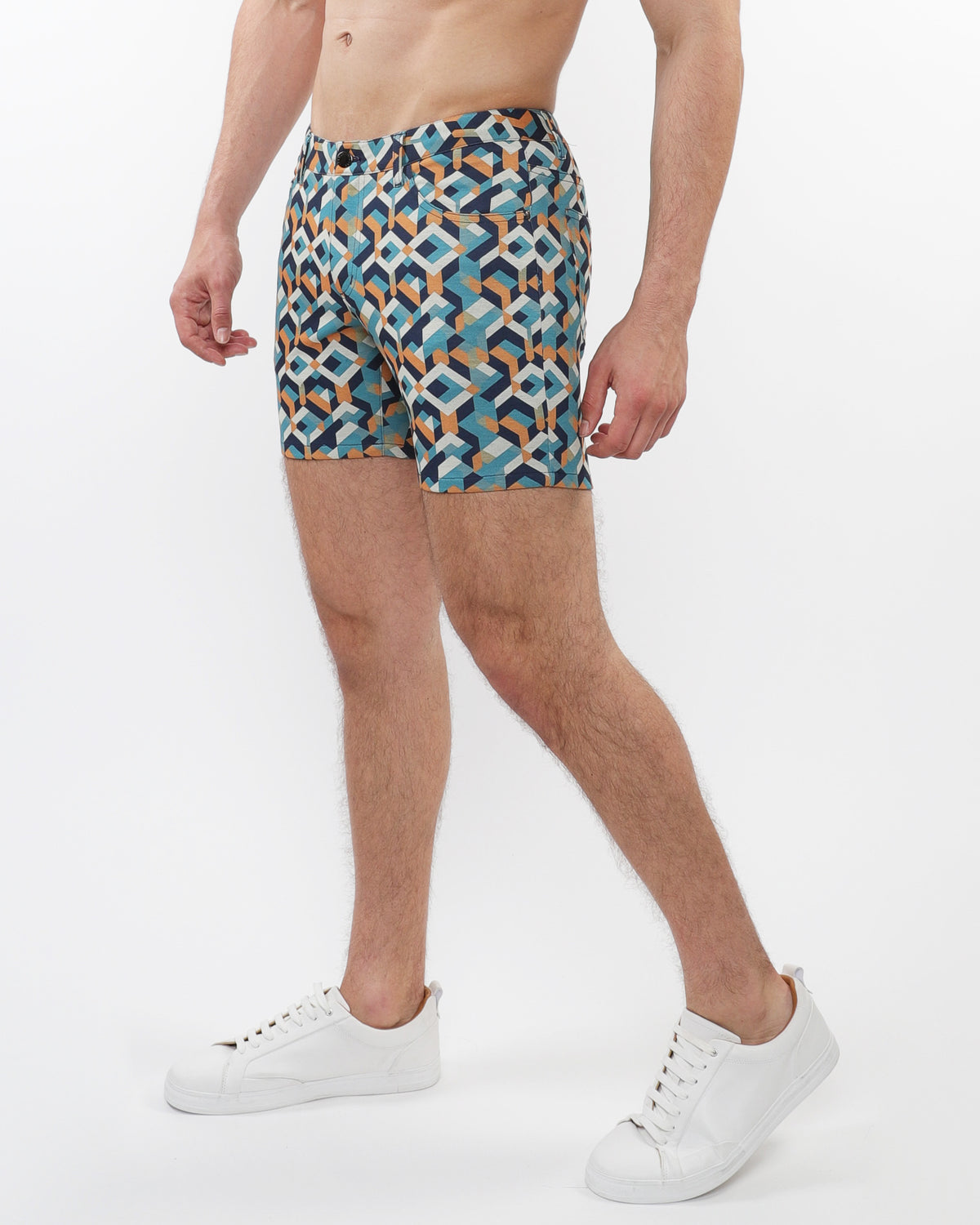 St33le Turquoise Ochre Parquet 5" Jacquard Knit Short