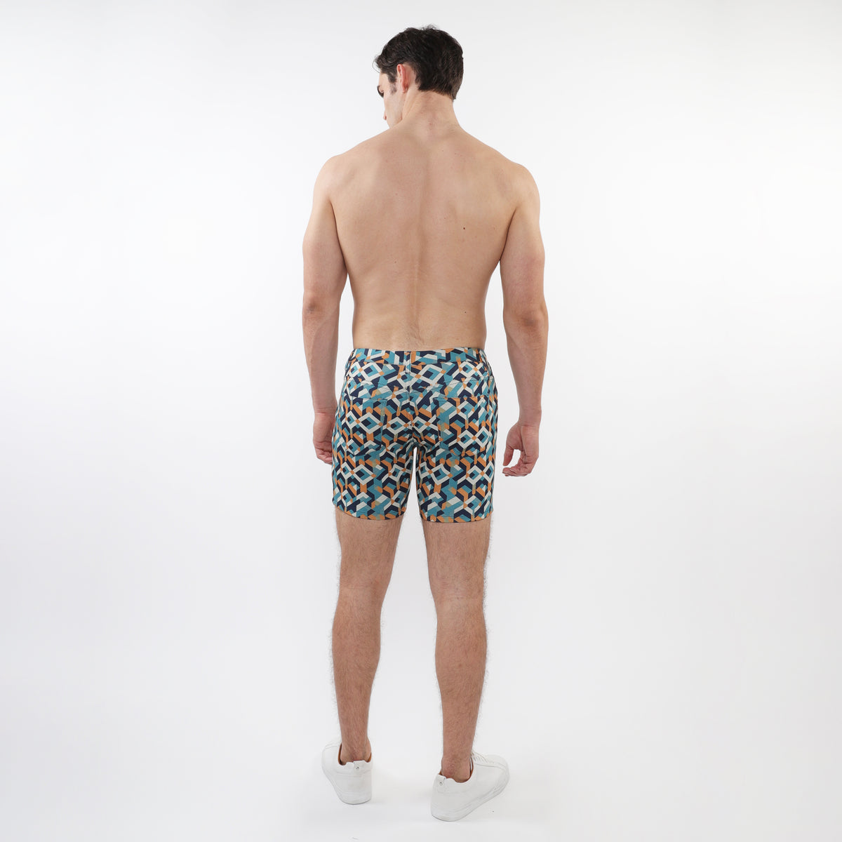 St33le Turquoise Ochre Parquet 5" Jacquard Knit Short