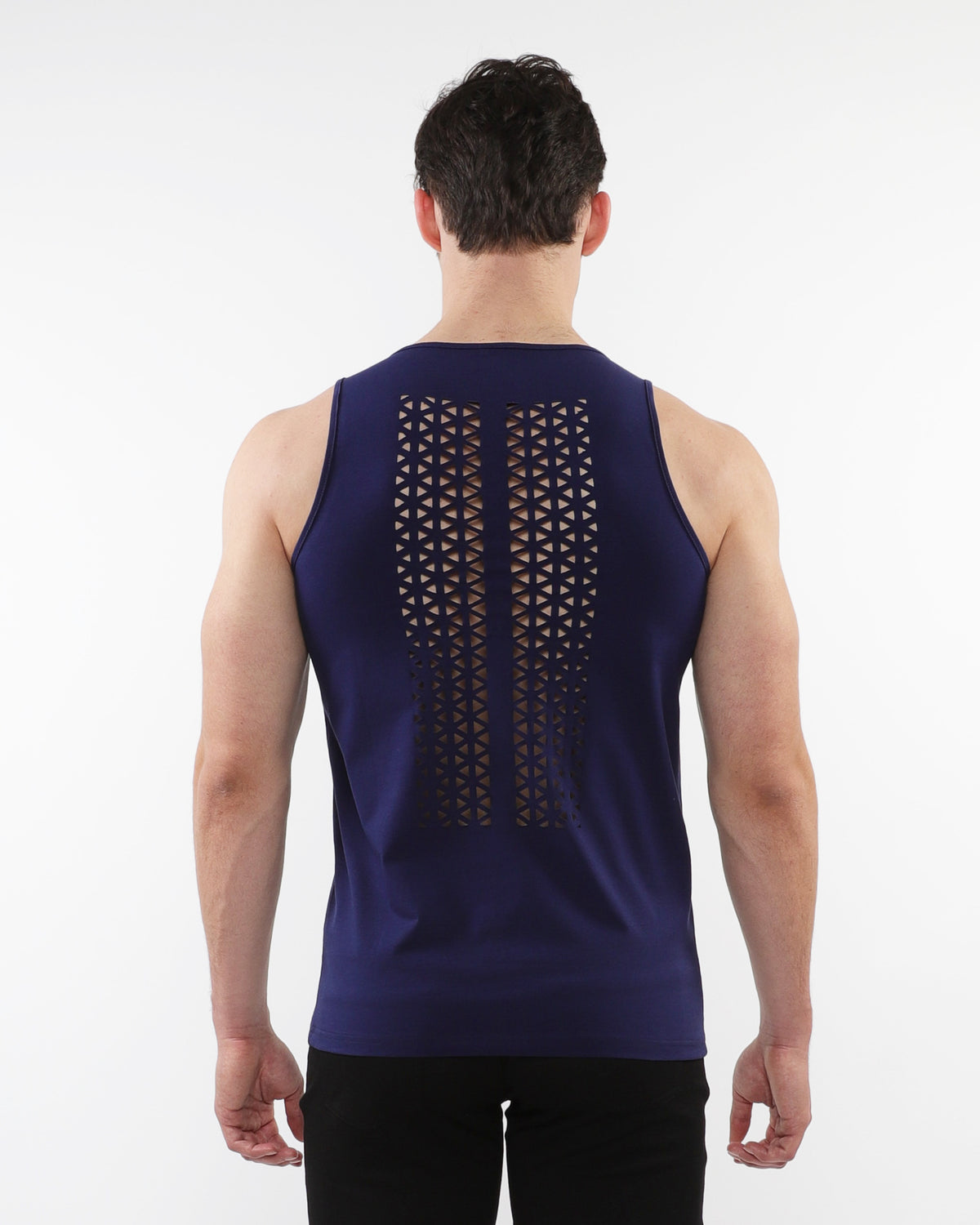 ST33le Navy Triangles Laser Cut Tanks