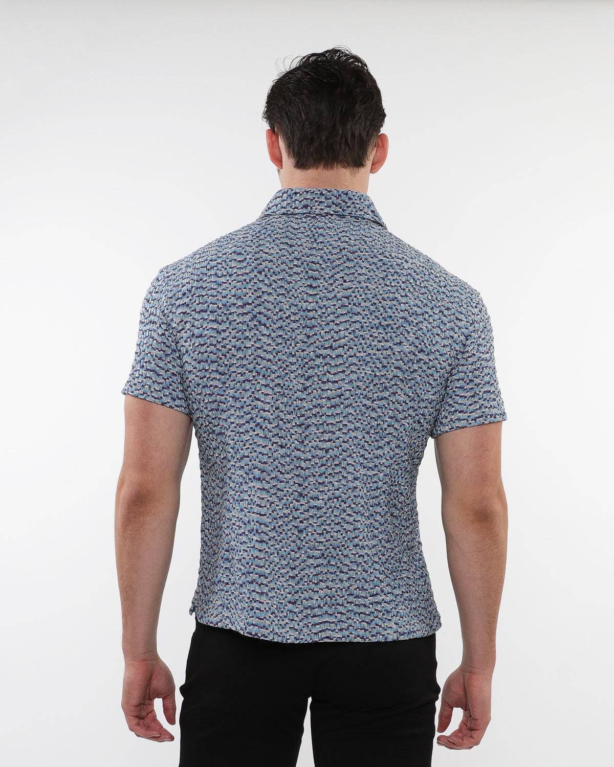 ST33le Teal Stretch Crinkle Knit SS Shirt