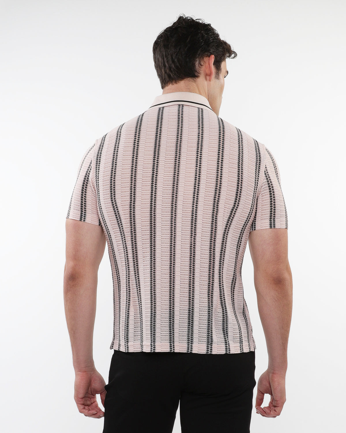 ST33le Pink/Black Stripe Gossamer Stretch SS Shirt