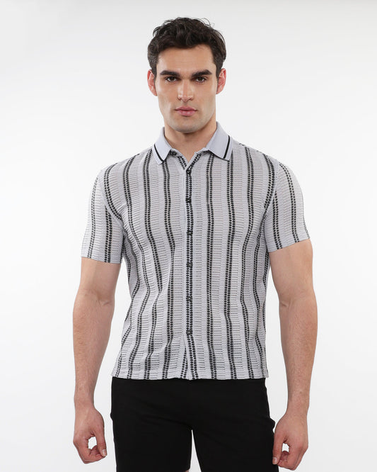 ST33le Sky/Black Stripe Gossamer Stretch SS Shirt