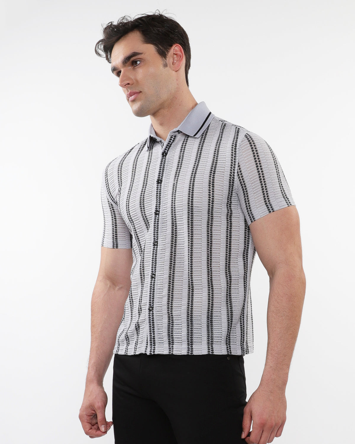 ST33le Sky/Black Stripe Gossamer Stretch SS Shirt