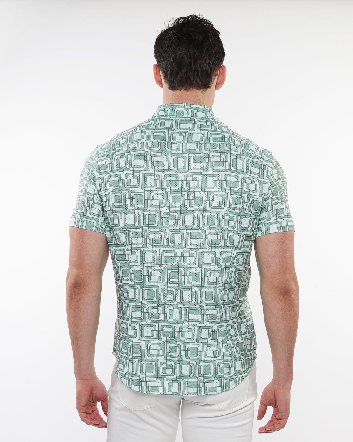 ST33le Fern/Mint Squares Printed Knit SS Shirt