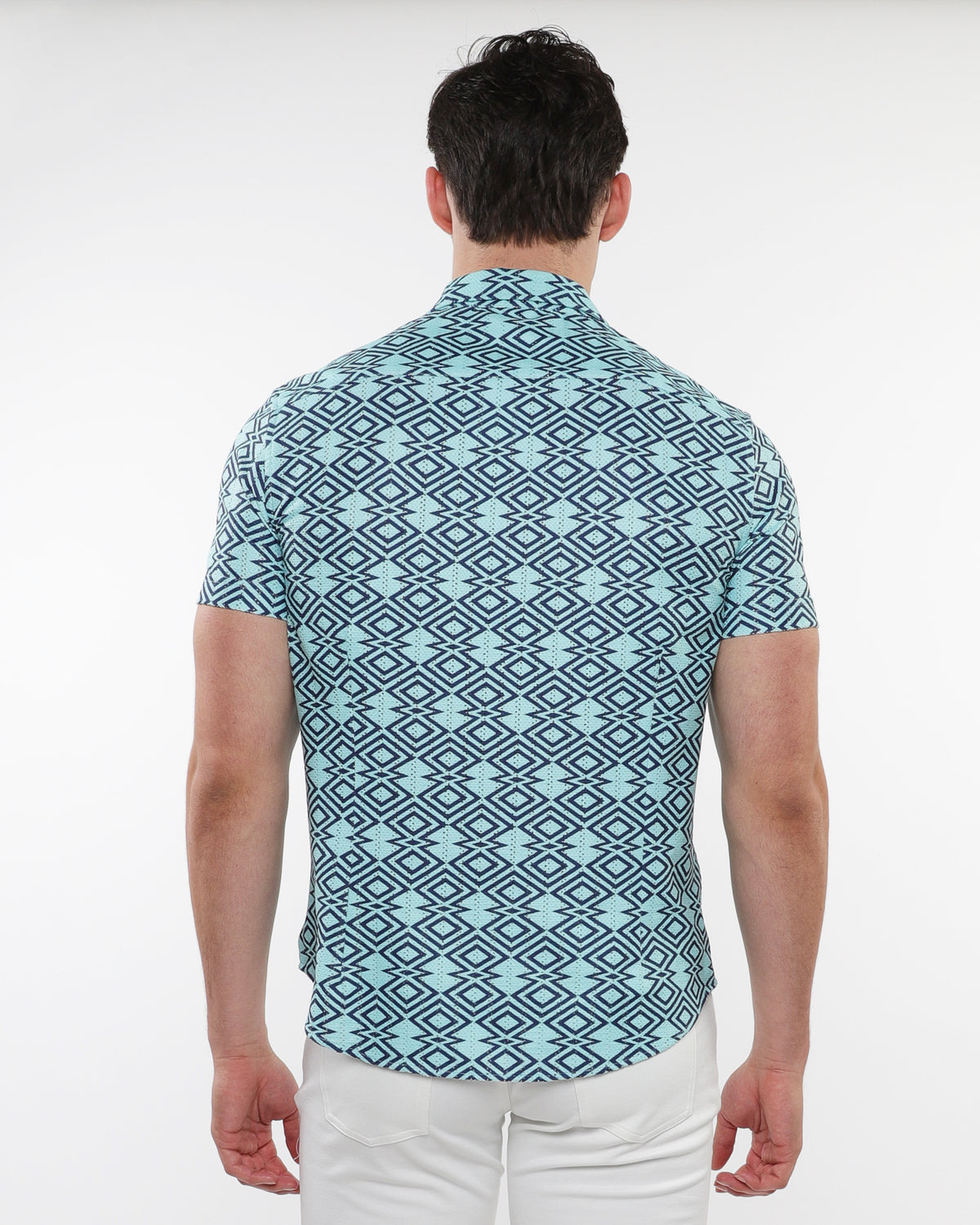 ST33le Marine/Ocean Diamonds Printed Knit SS Shirt