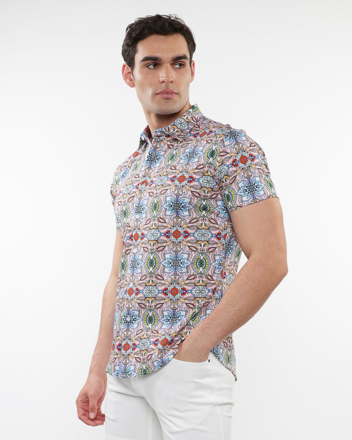ST33le Pink/Multi Fauna Printed Cotton Knit SS Shirt