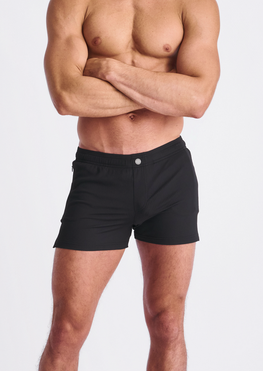 Postmarc Black Seersucker Swim Short