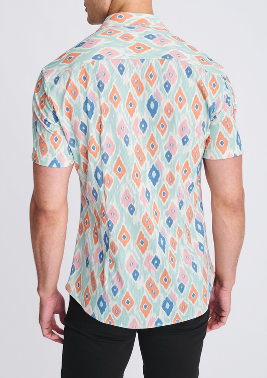 Postmarc Mint/Coral Diamond Performance SS Shirt