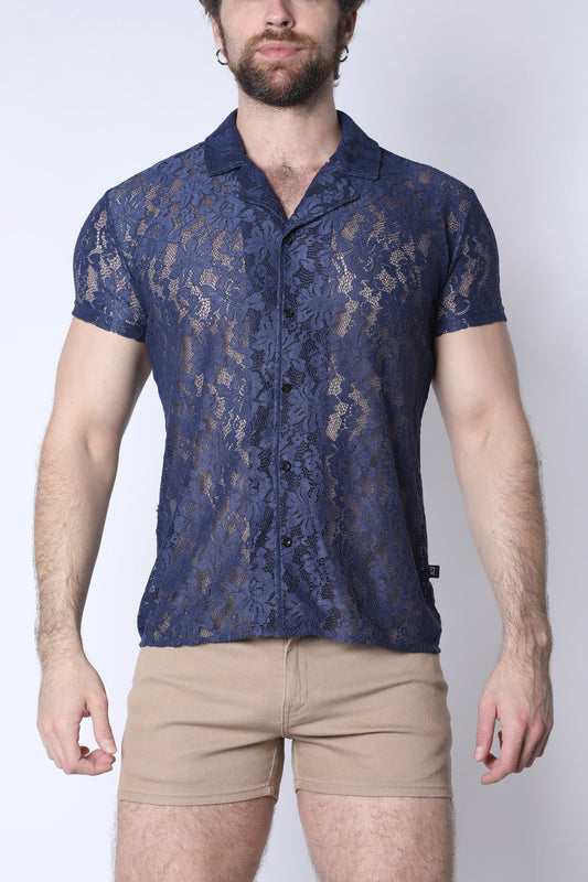 Timoteo Sorrento Button-Down Lace Shirt