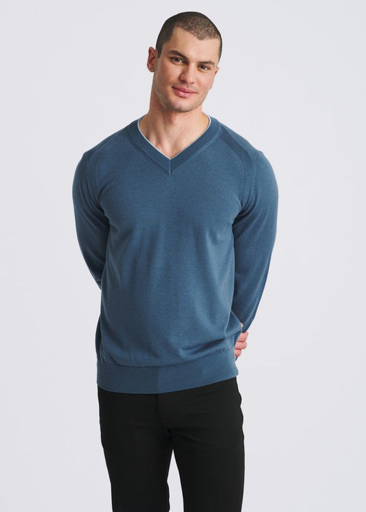 Postmarc Petrol V-Neck Wool Sweater