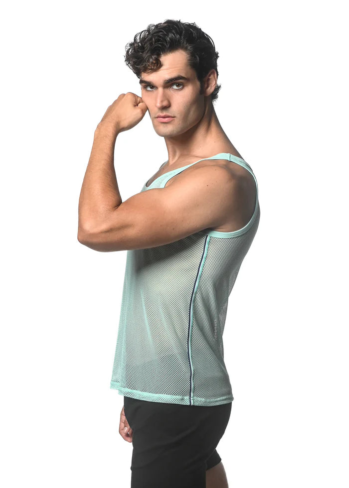 St33le Stretch Mesh Side Tape Tanks