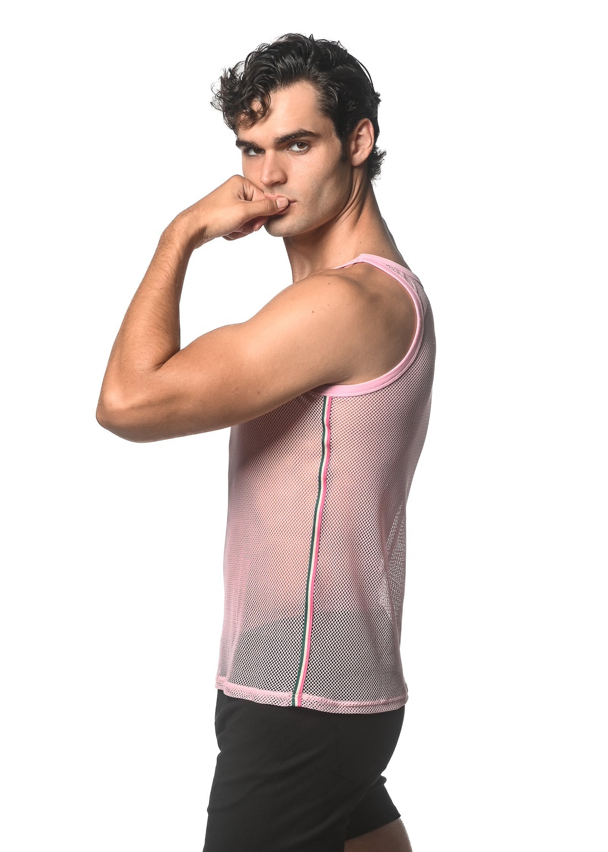 St33le Stretch Mesh Side Tape Tanks