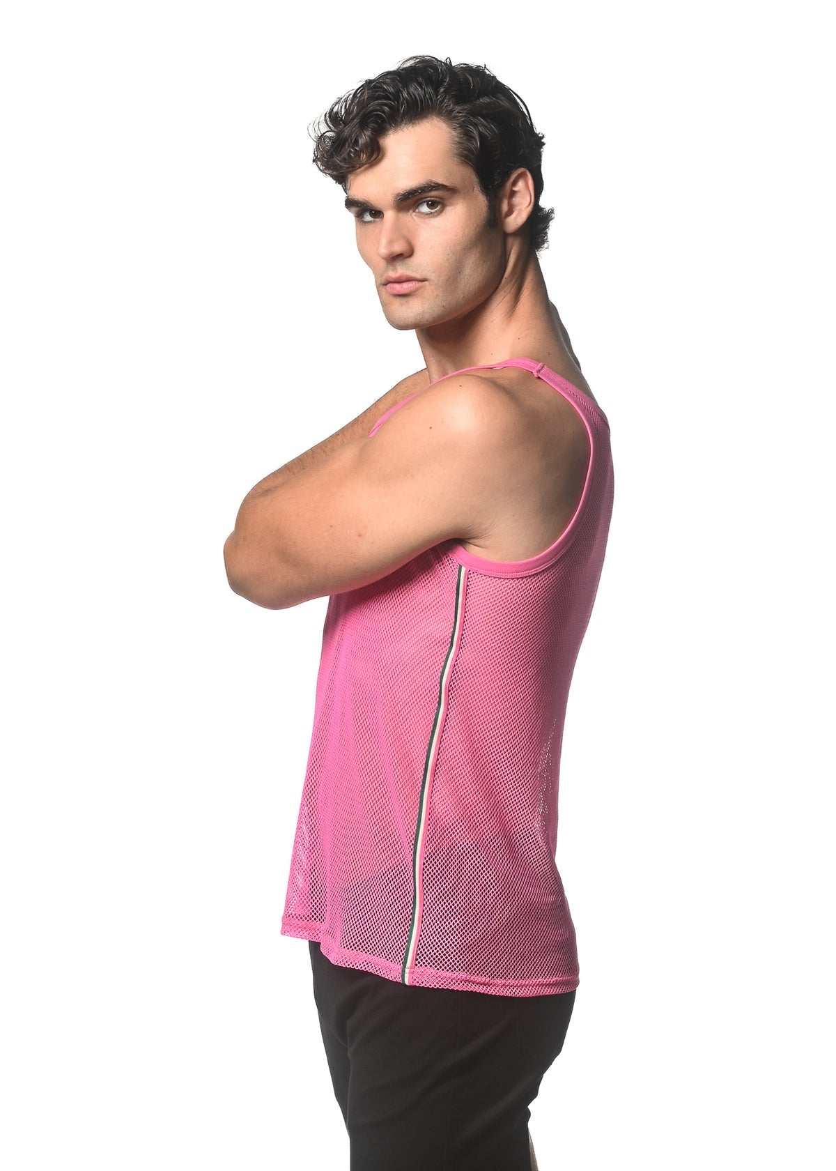 St33le Stretch Mesh Side Tape Tanks