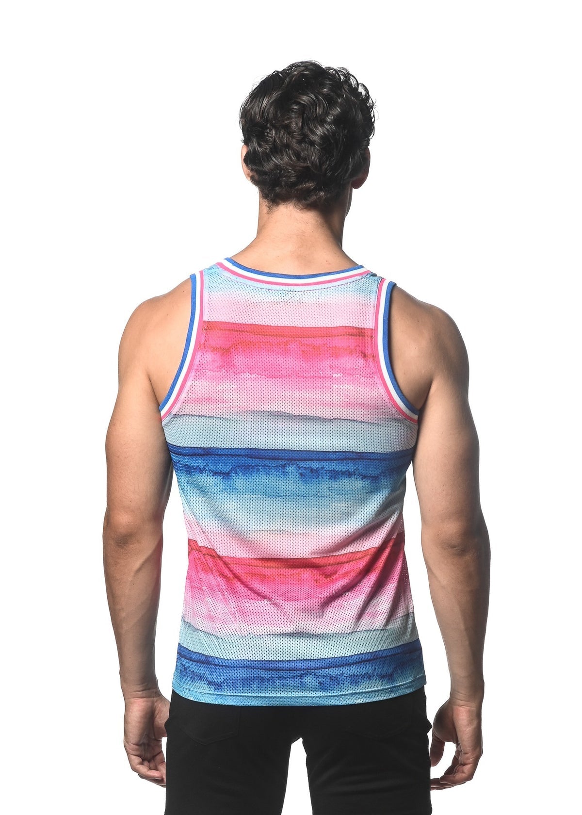 St33le Fuchsia/Cobalt Striped Printed Tank