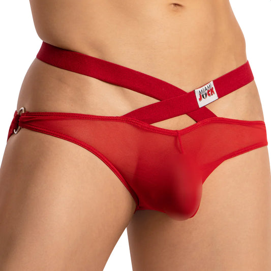 Miami Jock Cross Strap Sheer Briefs