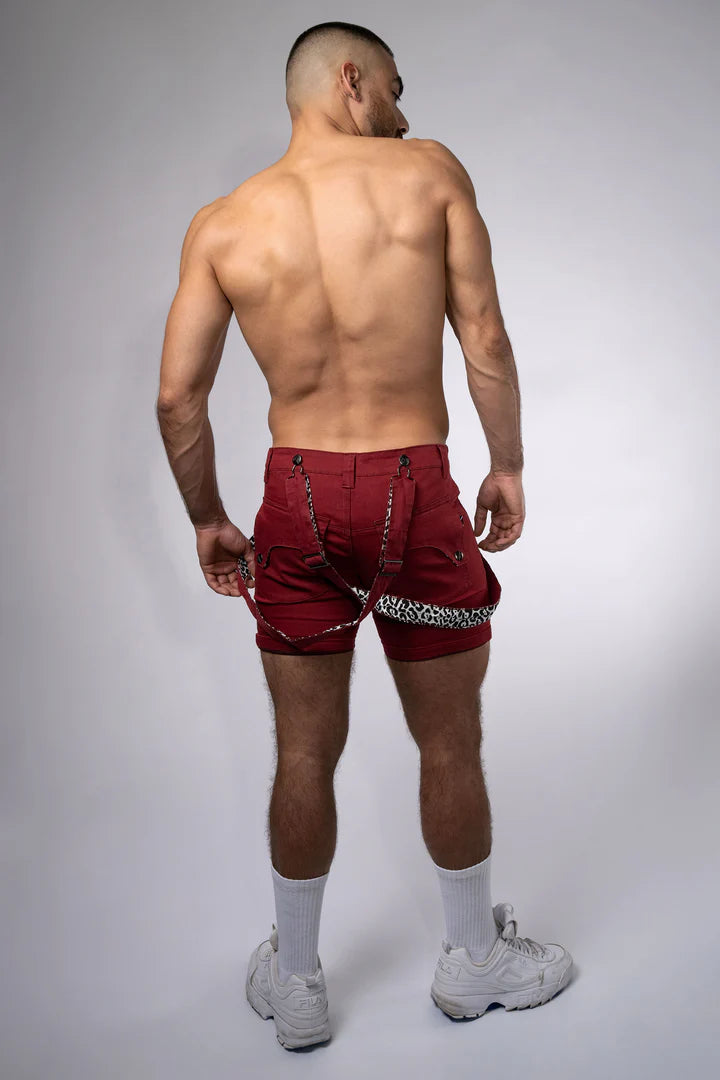 Tiger Horse Jungle Collection Suspender Short w/ Leopard Print Lining
