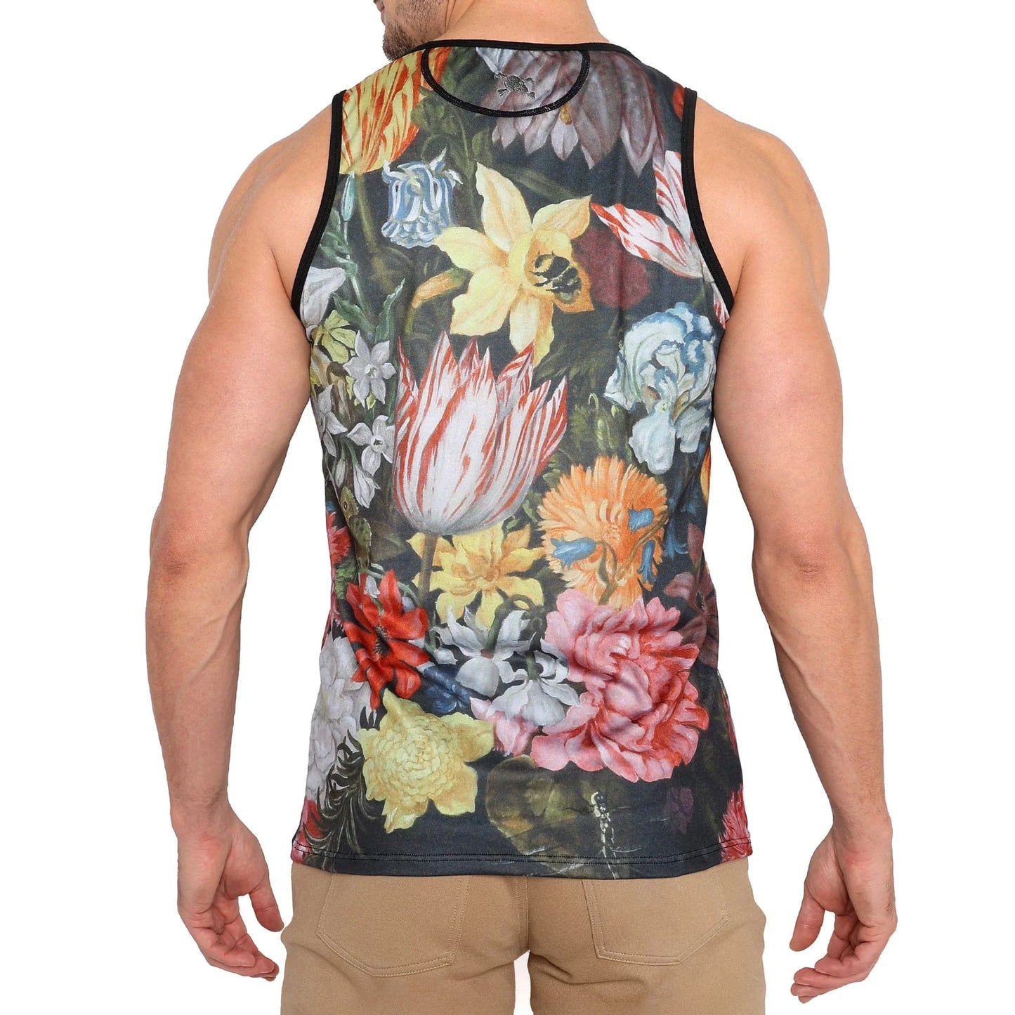 Skull & Bones Hand Painted Floral Tank