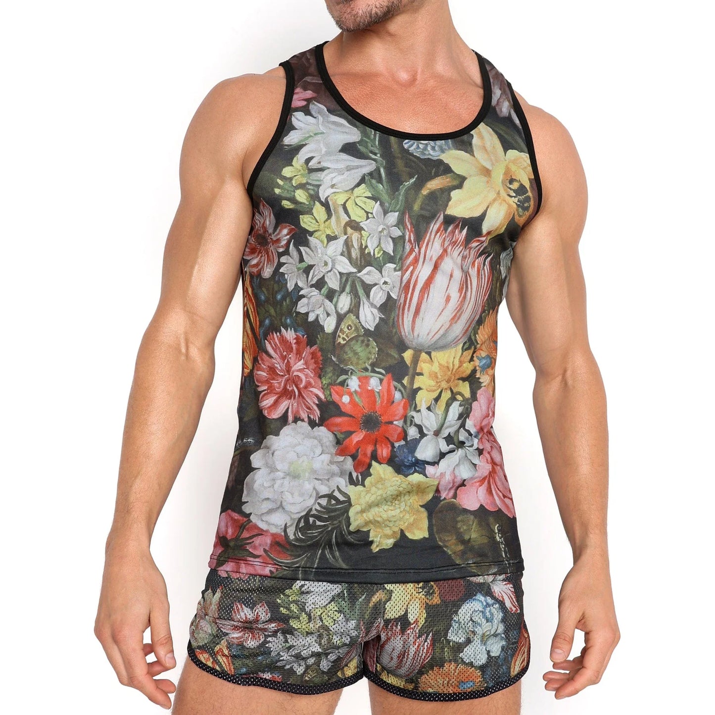 Skull & Bones Hand Painted Floral Tank