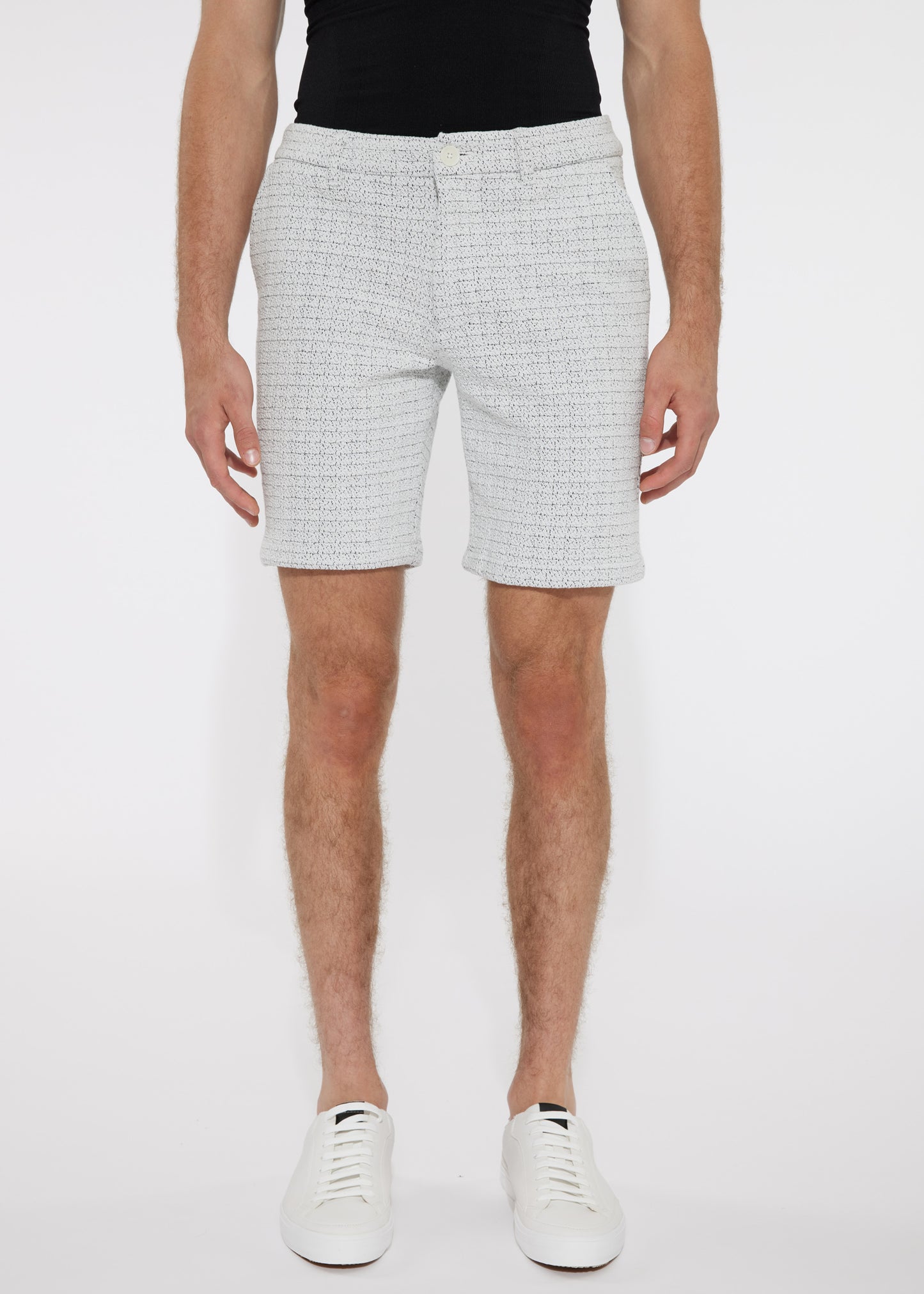 Post Marc Jacquard Knit Short-White Pinpoint
