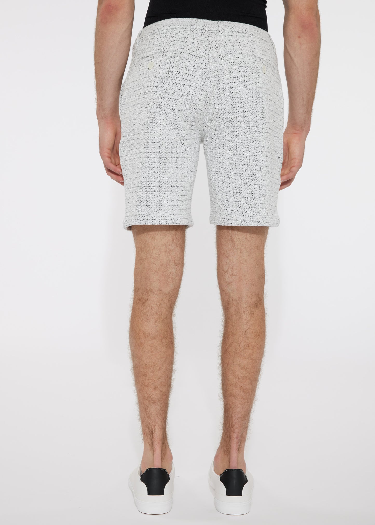Post Marc Jacquard Knit Short-White Pinpoint