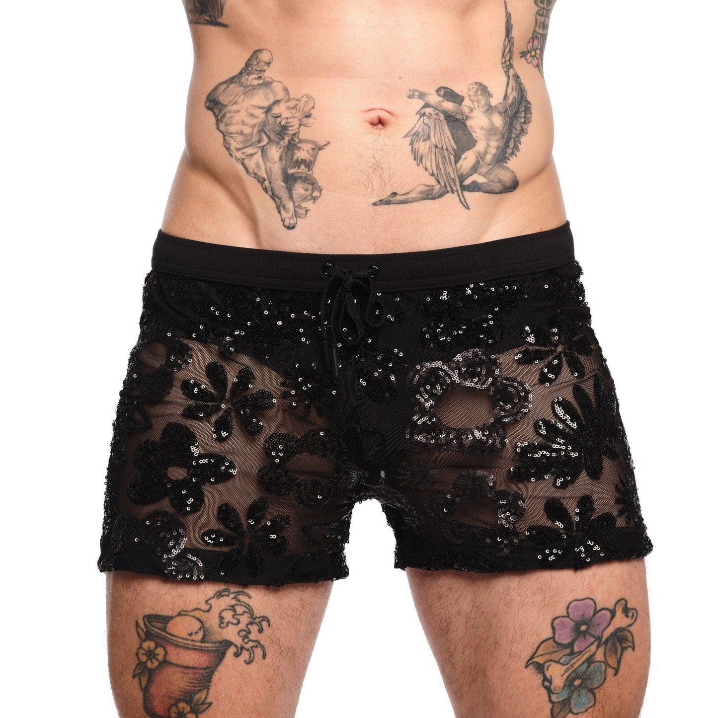 Skull & Bones Black Sequin Shorts