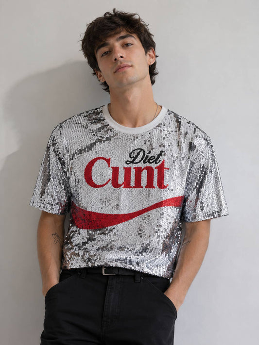 Diet Cunt Sequin Square Cut Tee