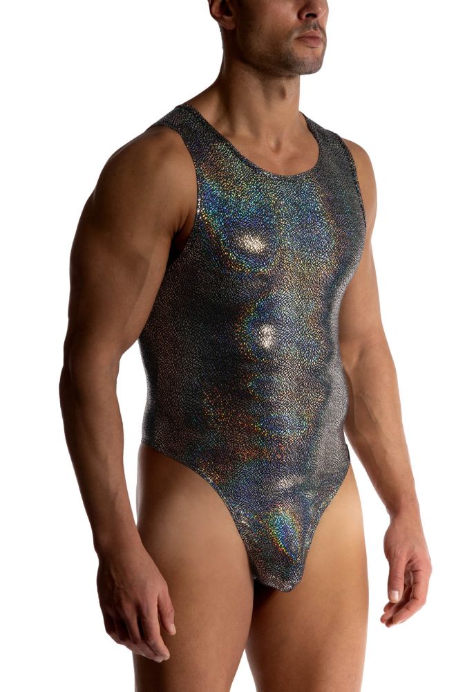 MANSTORE Black & Silver Reflective Body Suit