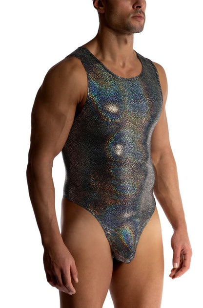 MANSTORE Black & Silver Reflective Body Suit
