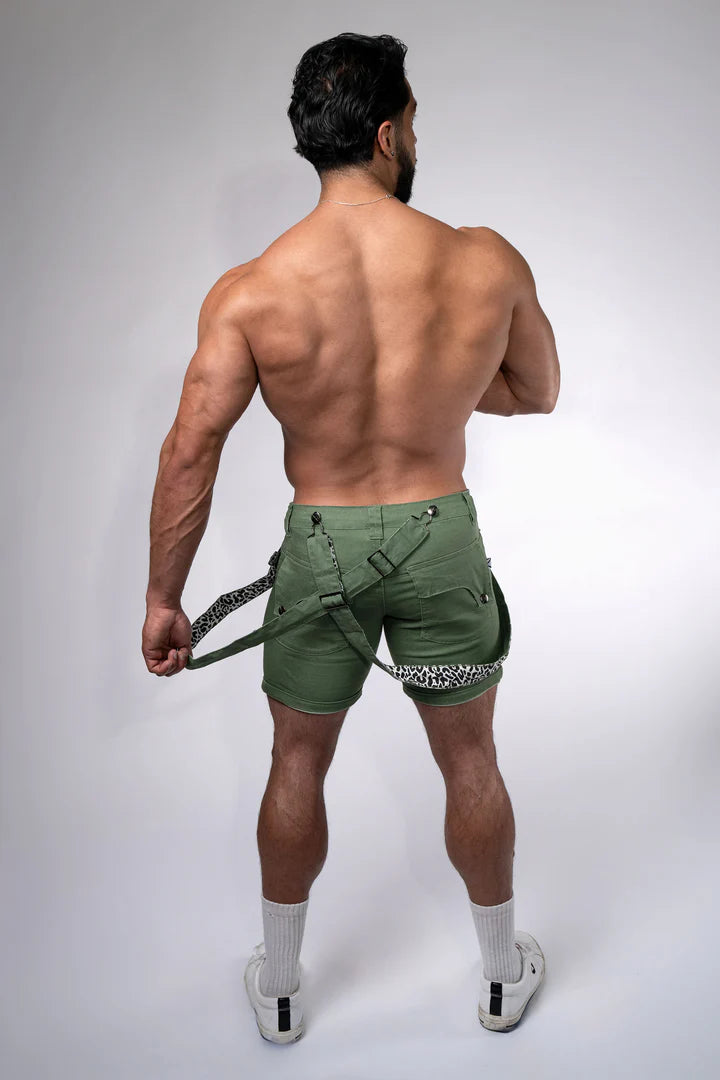 Tiger Horse Jungle Collection Suspender Short w/ Leopard Print Lining