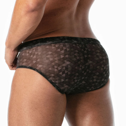 Leader Geometric Mesh Swim Brief