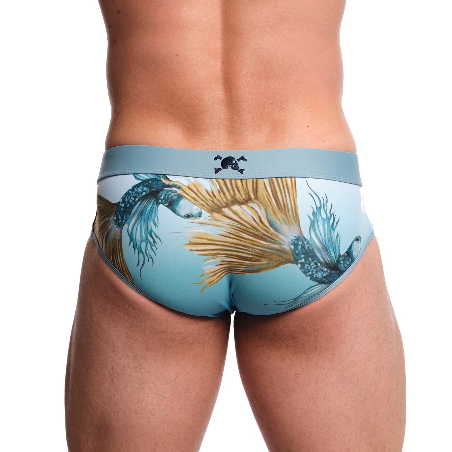 Skull & Bones Fighting Fish Swim Briefs