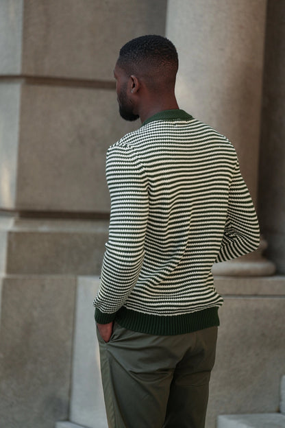 Donato Dark Green Striped Victoria Sweater