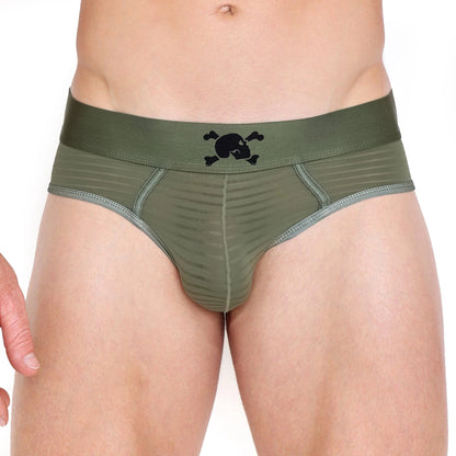 Skull & Bones Stripe Sheer Briefs