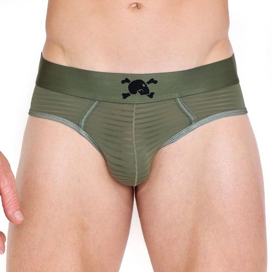 Skull & Bones Stripe Sheer Briefs