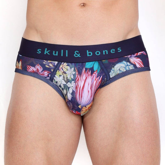 Skull & Bones Hand Painted Floral Brief