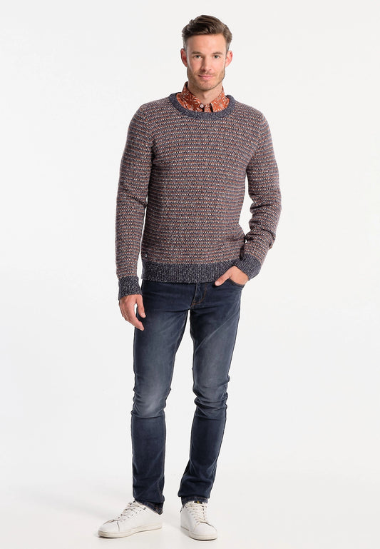 J & Joy Blue/Brown Knit Sweater