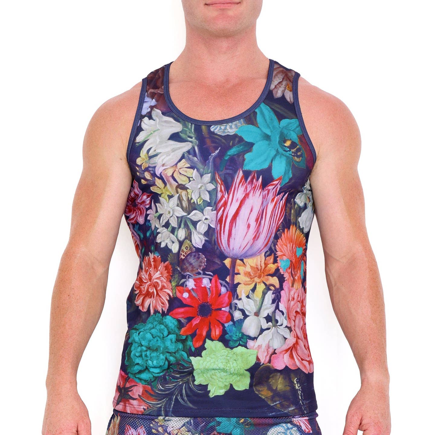 Skull & Bones Hand Painted Floral Tank