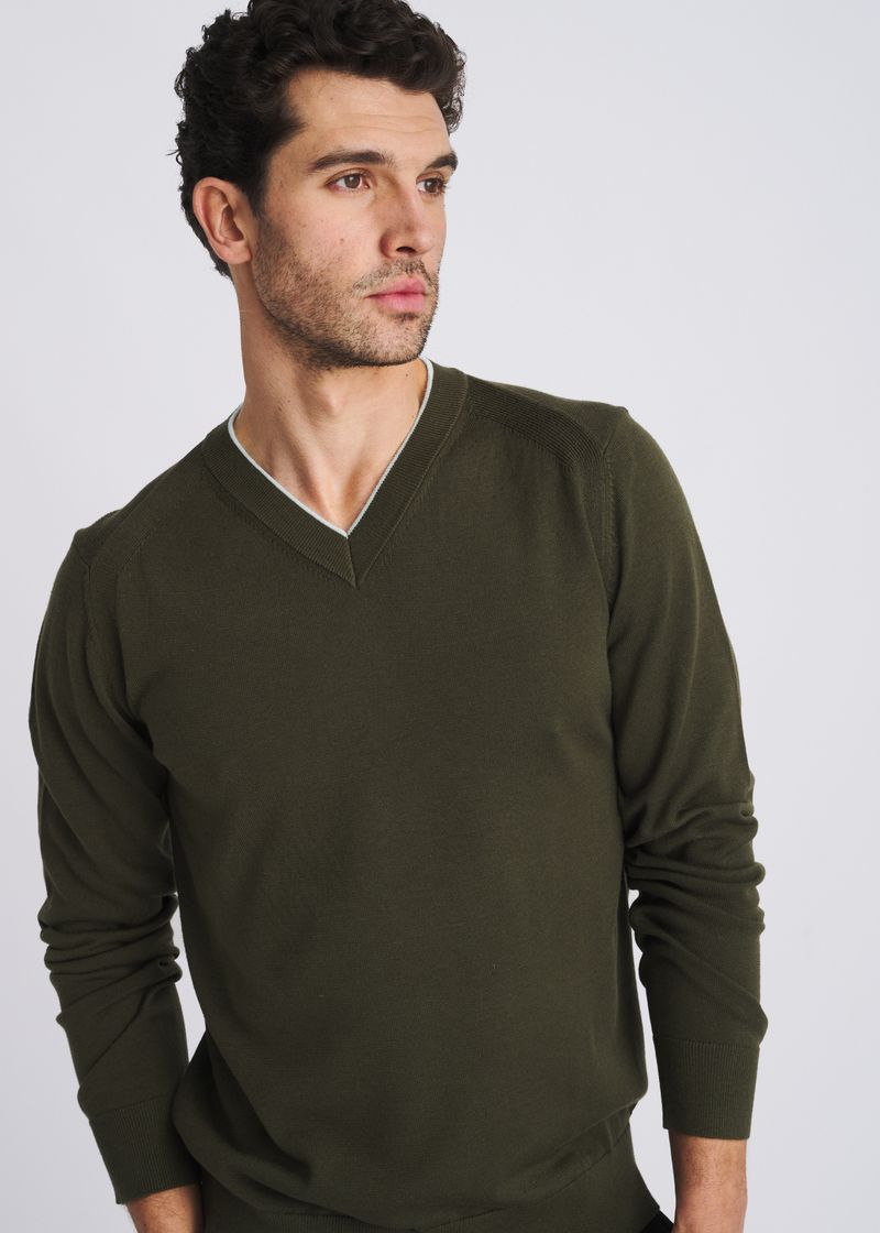 Postmarc Moss V-Neck Wool Sweater