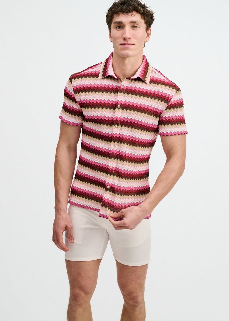 St33le Open Knit Chevron SS Shirt