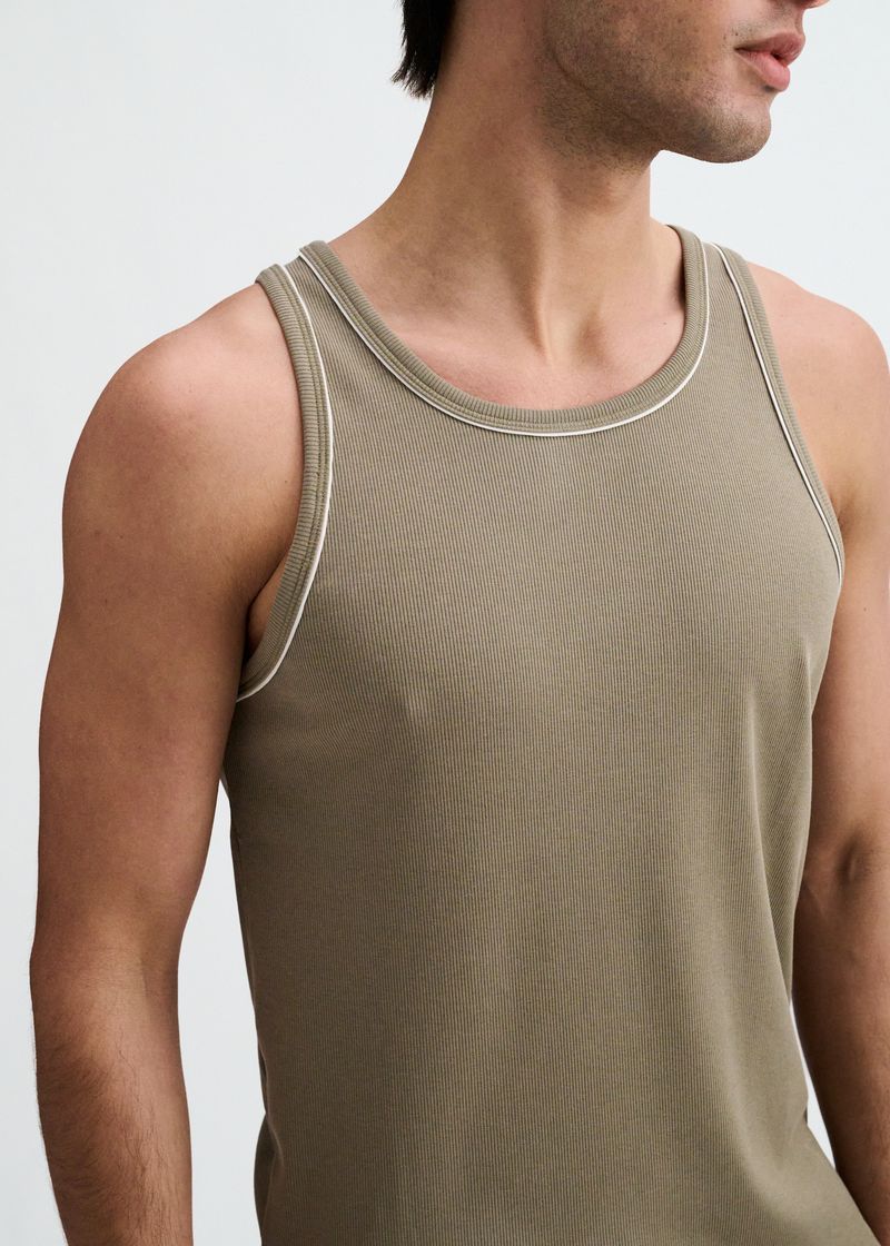 St33le Rib Stretch Cotton/Tencel Tank W/Pipping