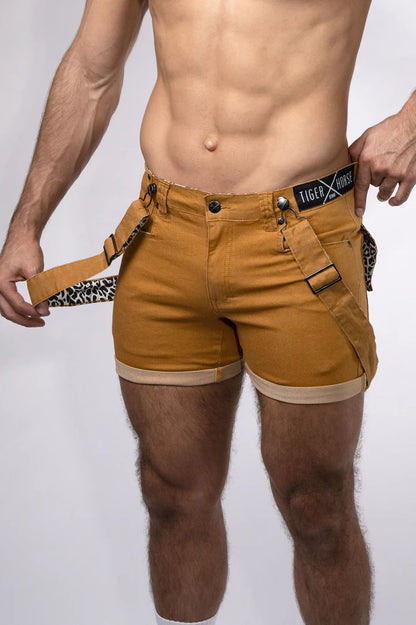Tiger Horse Jungle Collection Suspender Short w/ Leopard Print Lining