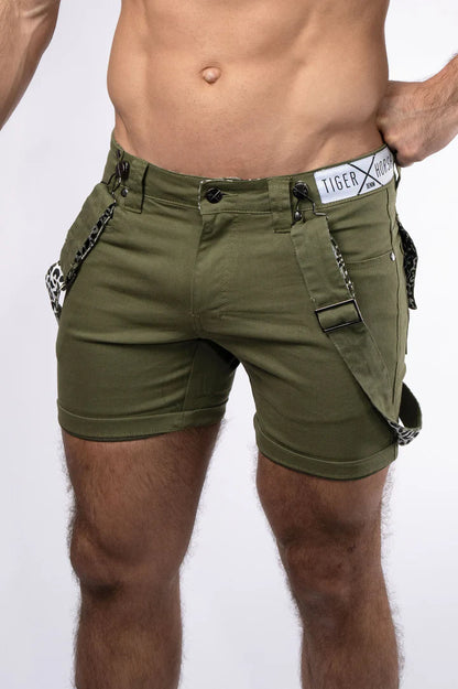 Tiger Horse Jungle Collection Suspender Short w/ Leopard Print Lining
