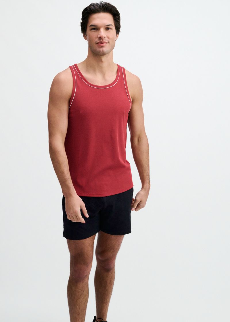 St33le Rib Stretch Cotton/Tencel Tank W/Pipping