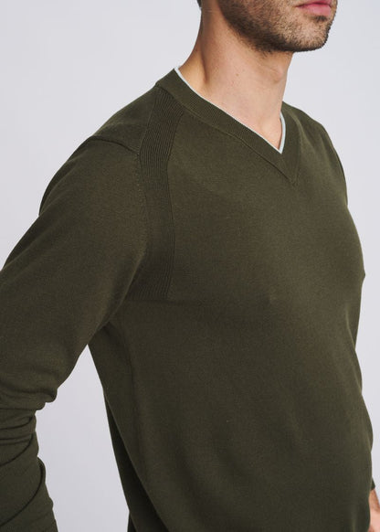 Postmarc Moss V-Neck Wool Sweater