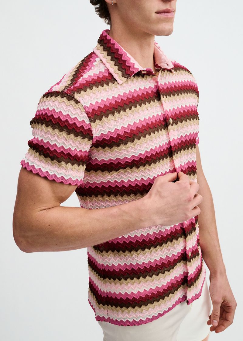St33le Open Knit Chevron SS Shirt